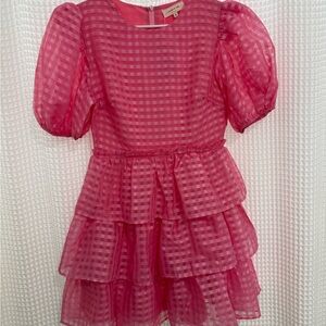 Elegant Pink Ruffled Mini Dress